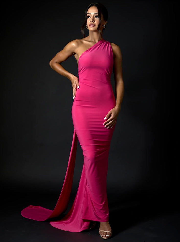 One Shoulder Backless Maxi Dress