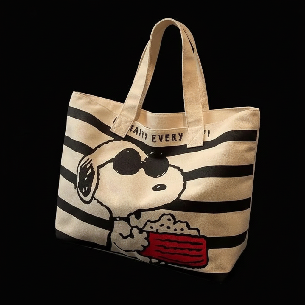 Disney Snoopy Cute Cartoon Large Capacity Canvas Bag for Female Students To Hold Books Tote Mommy Bag