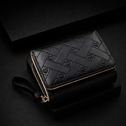 Women's Short Embroidered Love Zero Wallet Zipper Buckle Large Capacity Card Bag Versatile Fashion Simple