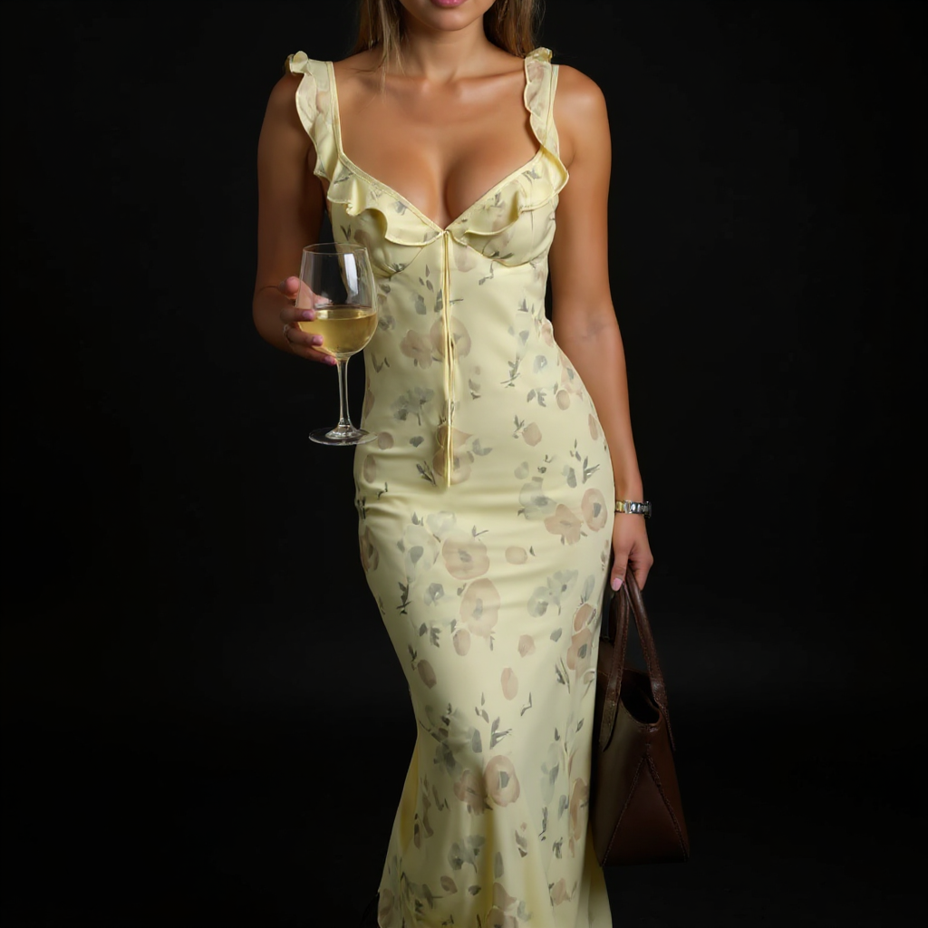 Floral Backless Sling Maxi Dress