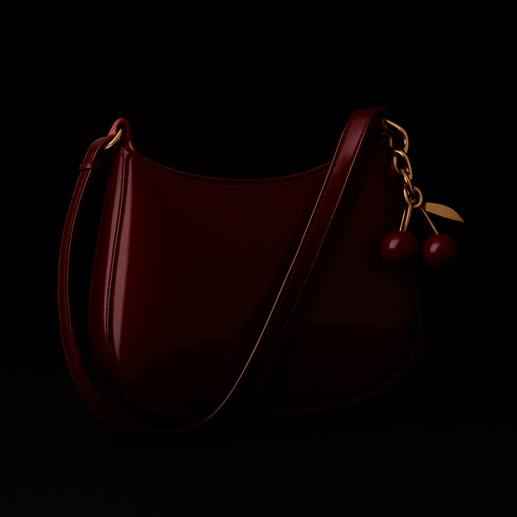 Vintage Retro Shoulder Bag for Women PU Leather Underarm Crossbody Ladies Casual Handbag Purse with Cherry Pendant
