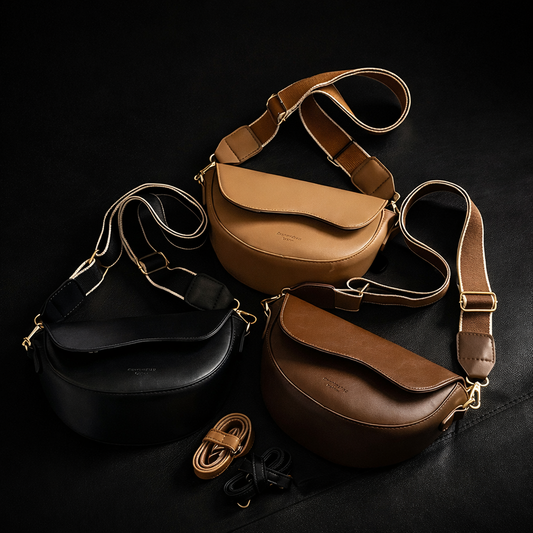 Women Vintage Solid Color Flap Small Saddle Shoulder Underarm Bag Fashion PU Leather Wide Strap Crossbody Bag