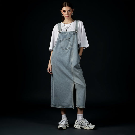 Sleeveless Denim Overall Dress