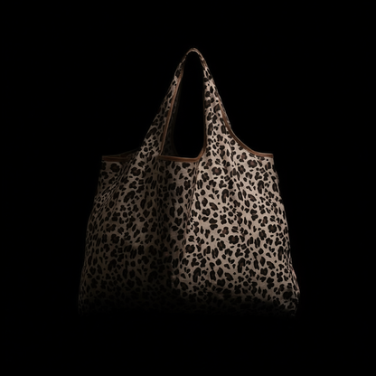 Large Capacity Leopard Print Hand Shopping Bag Women's Daily Folding Handbag