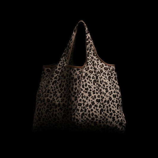 Large Capacity Leopard Print Hand Shopping Bag Women's Daily Folding Handbag