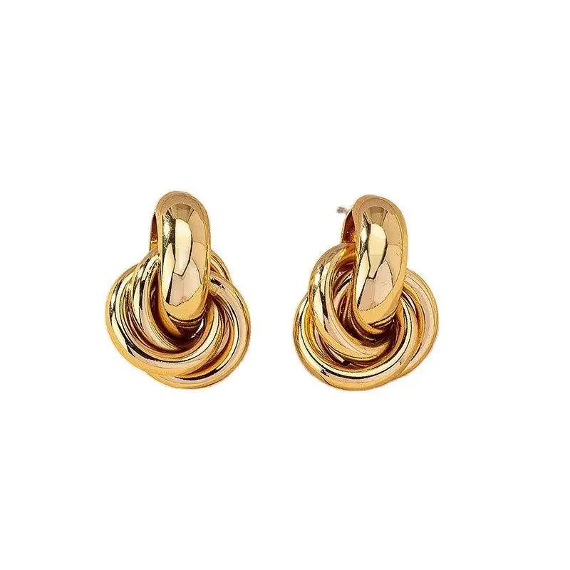 Gold SIlver Color Knot Stud Earring For Women Shiny Color Trendy Earring Stud Cute Daily Wear Jewelry