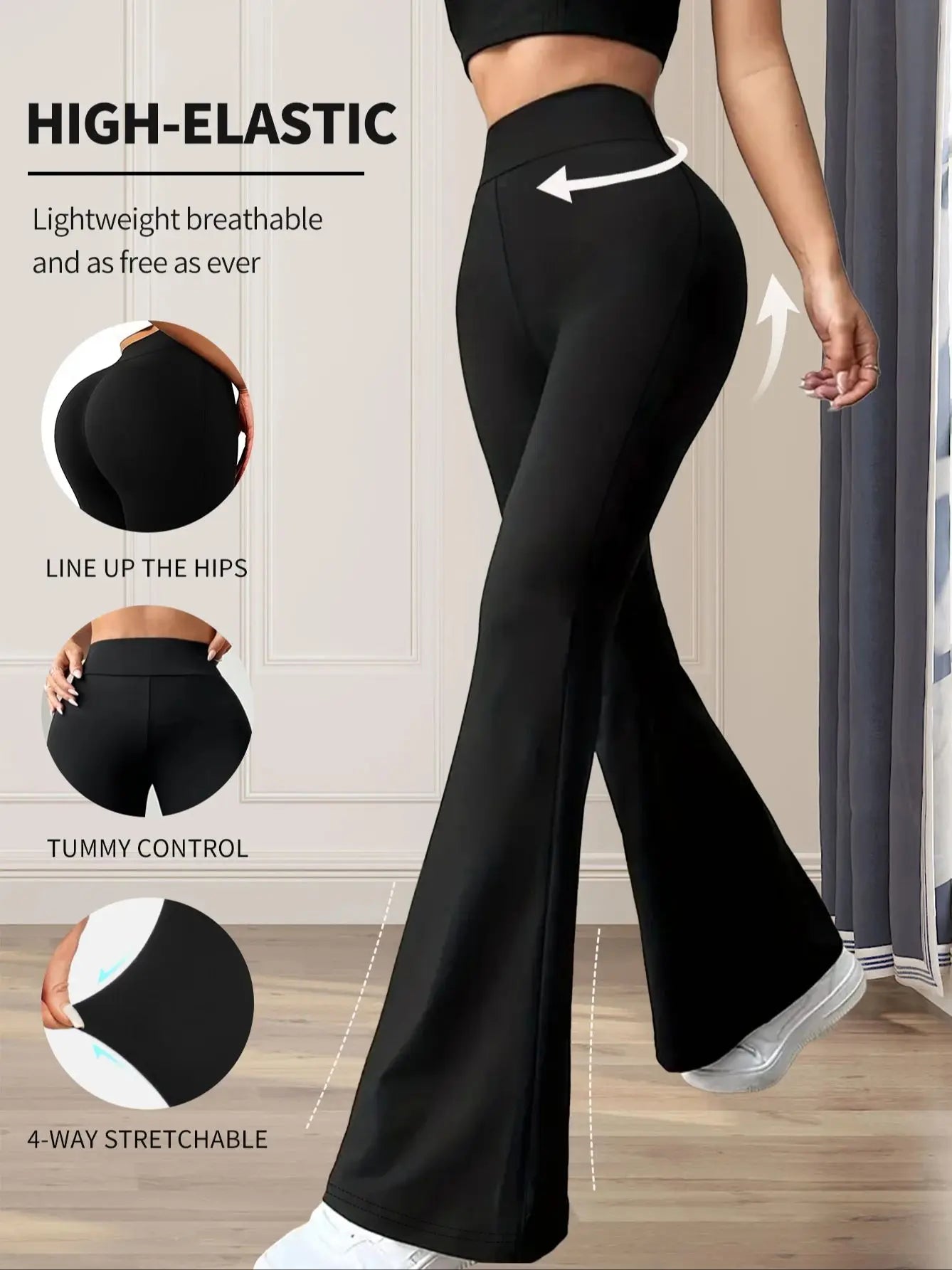 High Waist Flared Slim Fit Pants