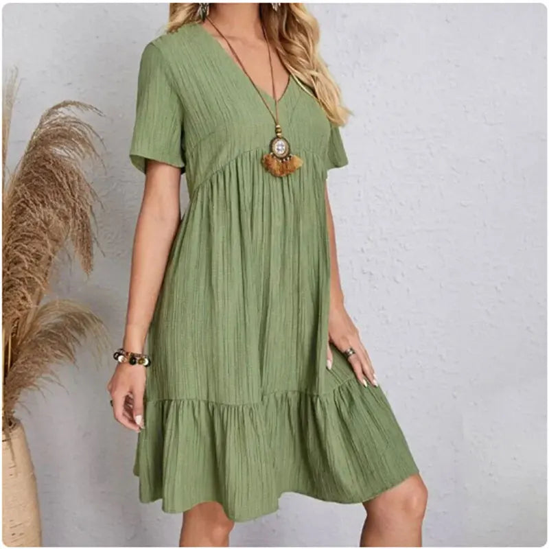 Women’s V-Neck Peplum Summer Dress