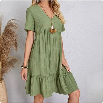 Women’s V-Neck Peplum Summer Dress