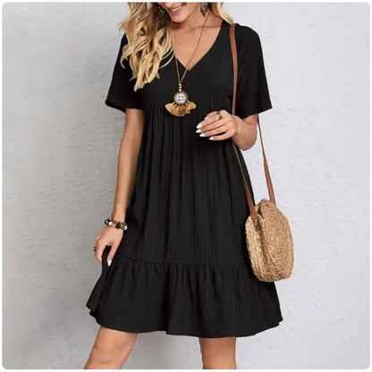 Women’s V-Neck Peplum Summer Dress