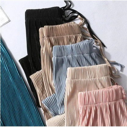 Wide Leg Ice Silk Casual Pants