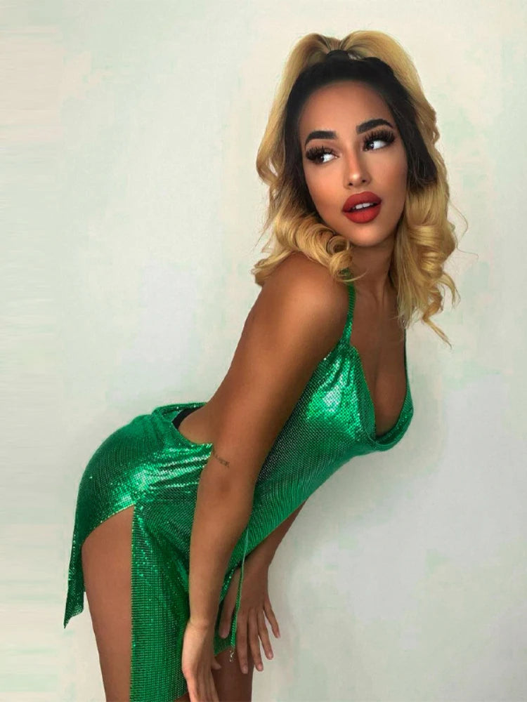 Halter Neck Sequin Mini Dress