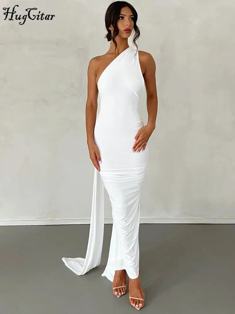 One Shoulder Backless Maxi Dress