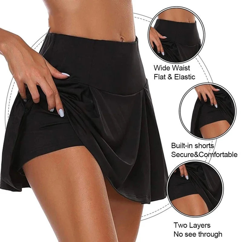 High Waist Quick-Dry Tennis Skirt Shorts