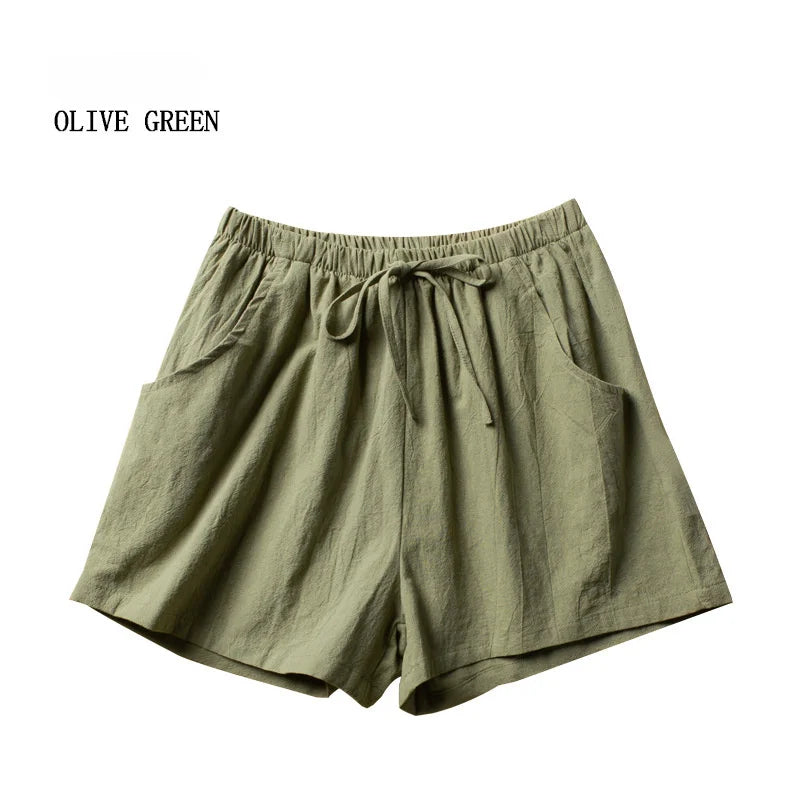 High Waist Casual Linen Shorts