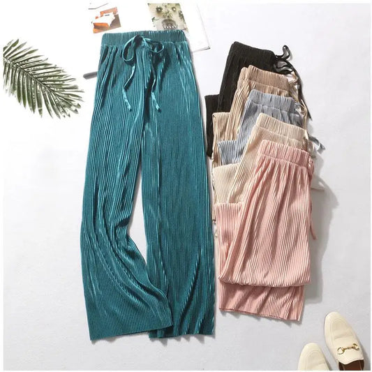 Wide Leg Ice Silk Casual Pants