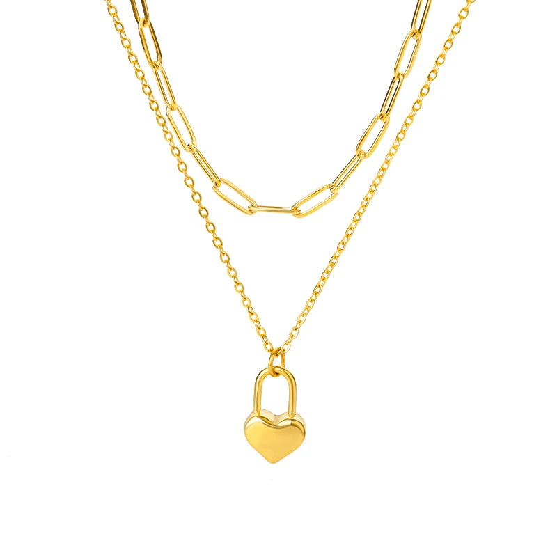 Gold Plated Heart Pendant Necklace for Women