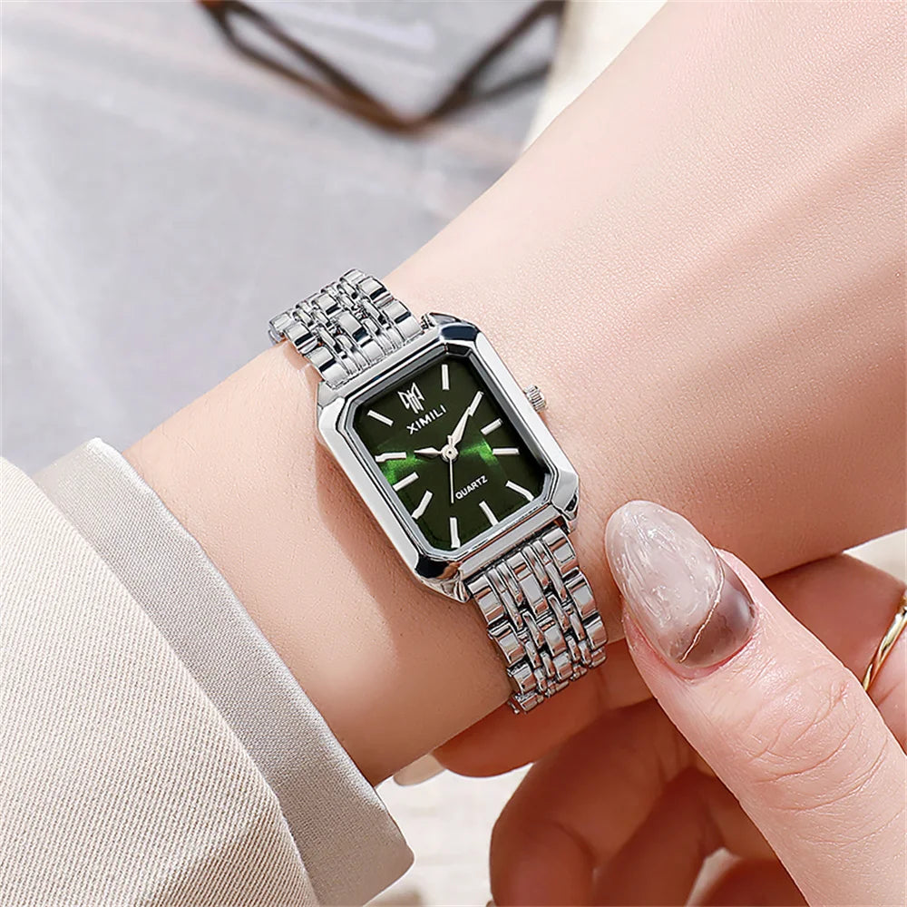 Hot Selling 2025 Fashion Women's Minimalist Square Quartz Watch Casual Sports Orange Silicone Women Gift Clock Watches