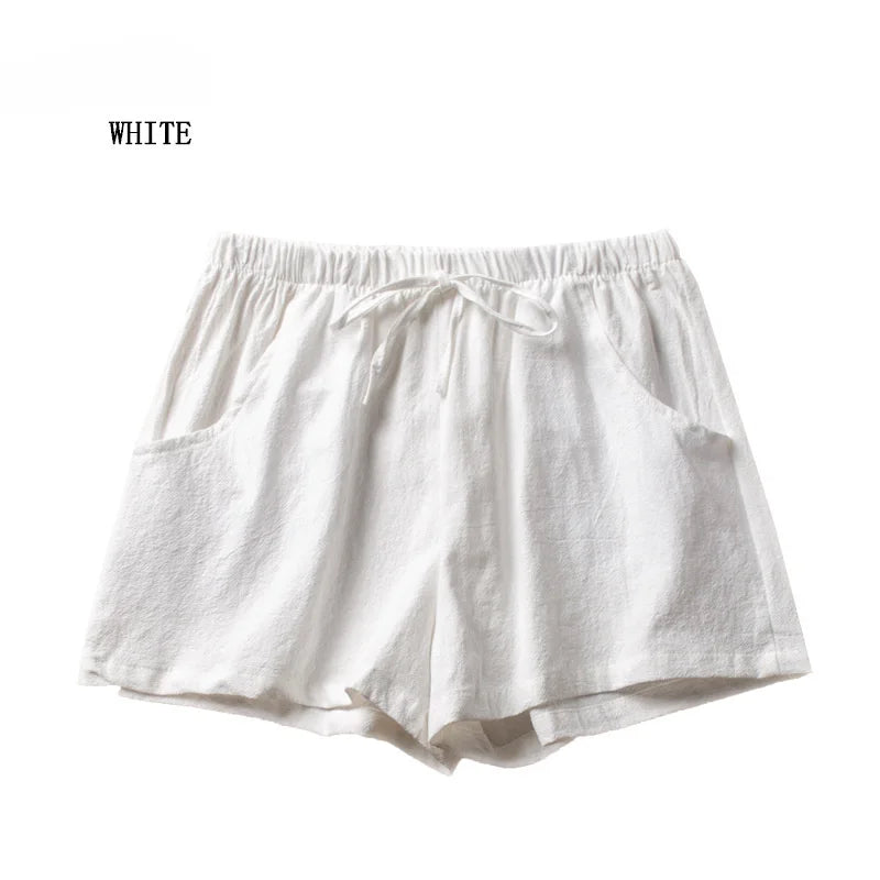 High Waist Casual Linen Shorts