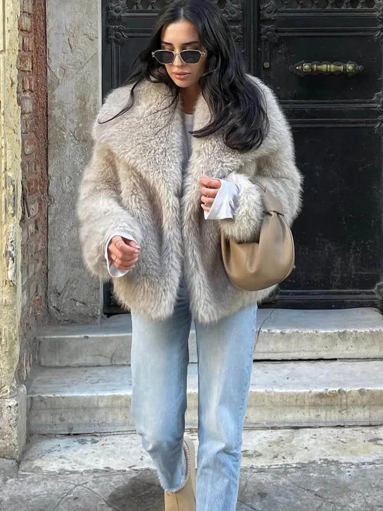 Cropped Faux Fur Jacket