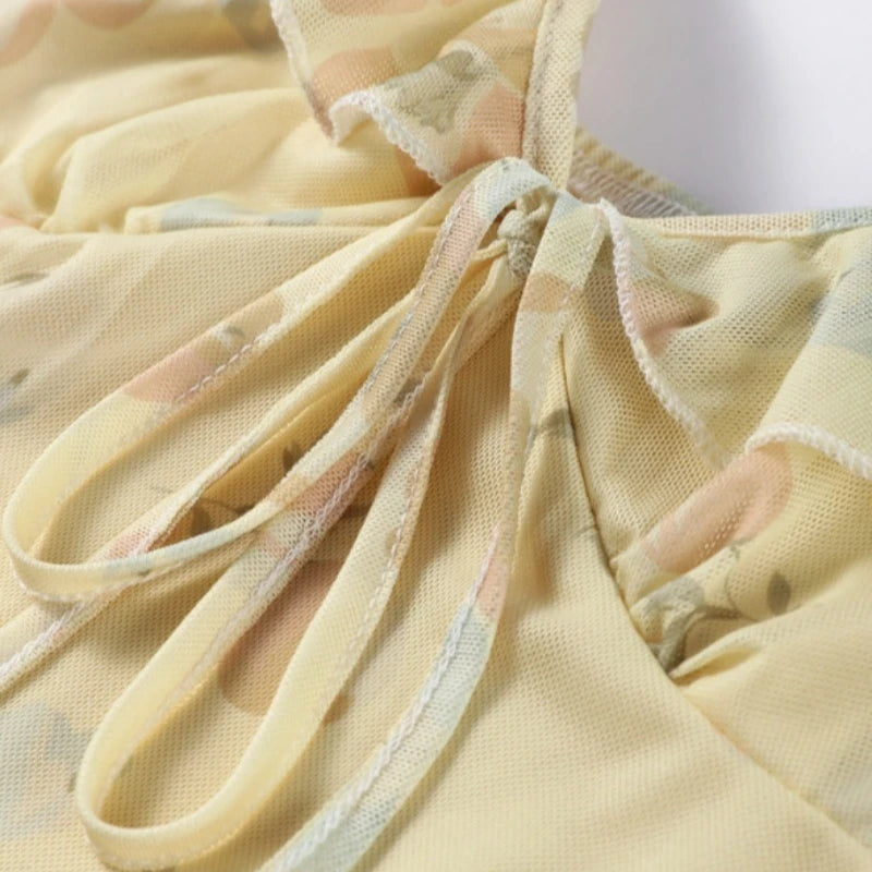 Floral Backless Sling Maxi Dress