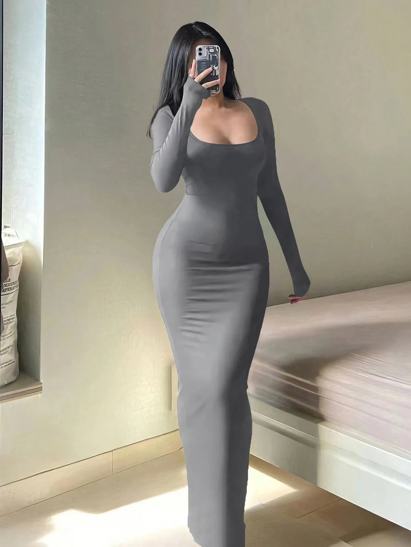 Long Sleeve Bodycon Midi Dress
