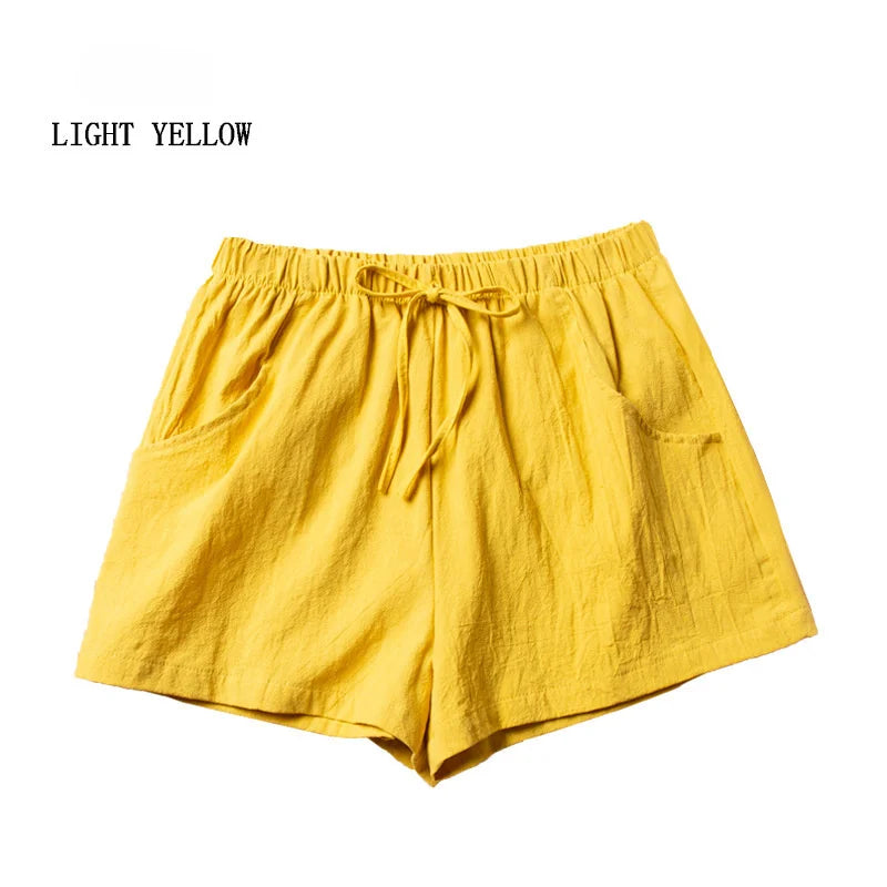 High Waist Casual Linen Shorts