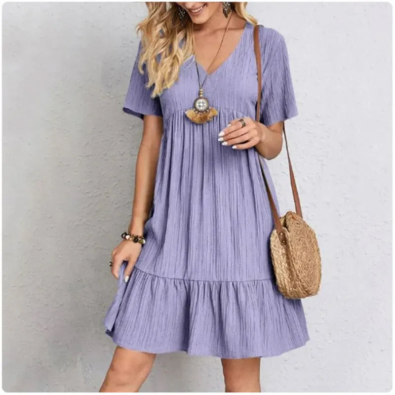 Women’s V-Neck Peplum Summer Dress