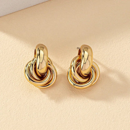 Gold SIlver Color Knot Stud Earring For Women Shiny Color Trendy Earring Stud Cute Daily Wear Jewelry