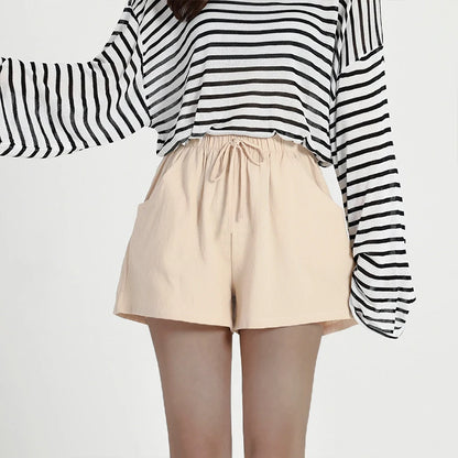 High Waist Casual Linen Shorts