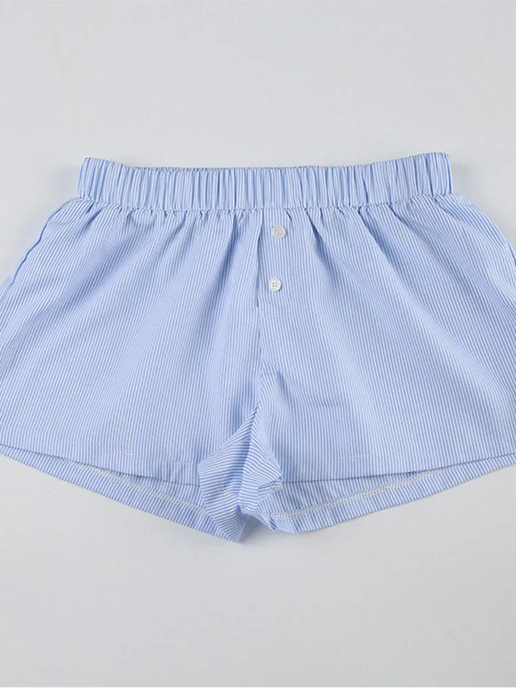 Striped Elastic Waist Casual Shorts