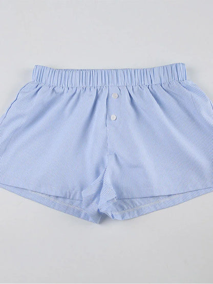 Striped Elastic Waist Casual Shorts