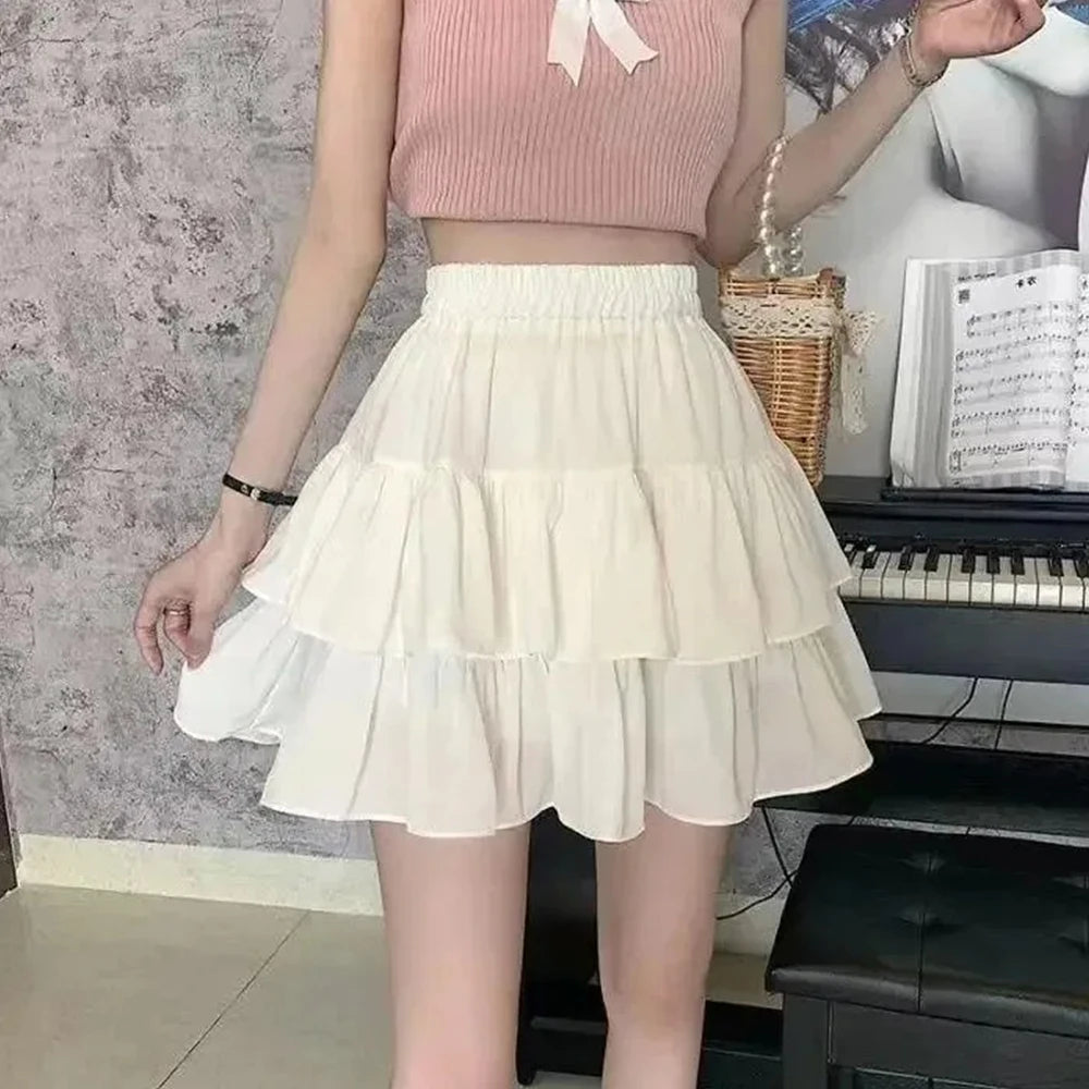 White Pleated A-Line Skirt