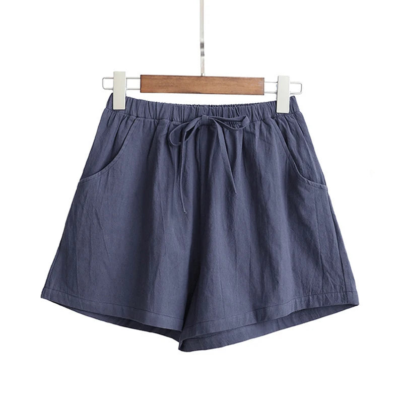 High Waist Casual Linen Shorts