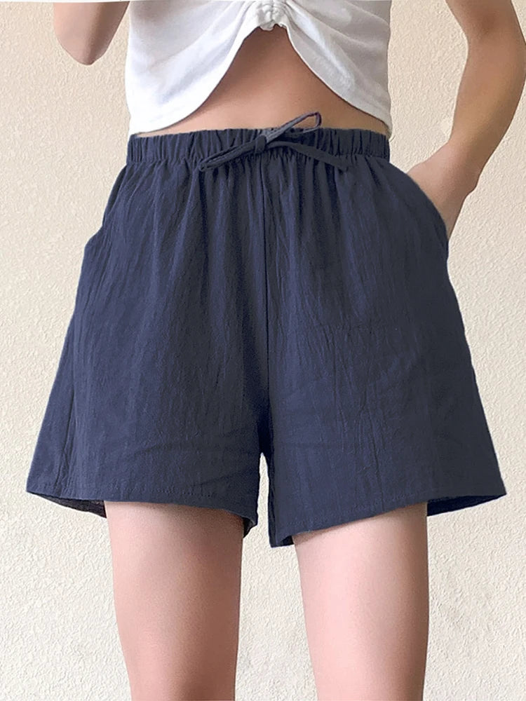 High Waist Casual Linen Shorts