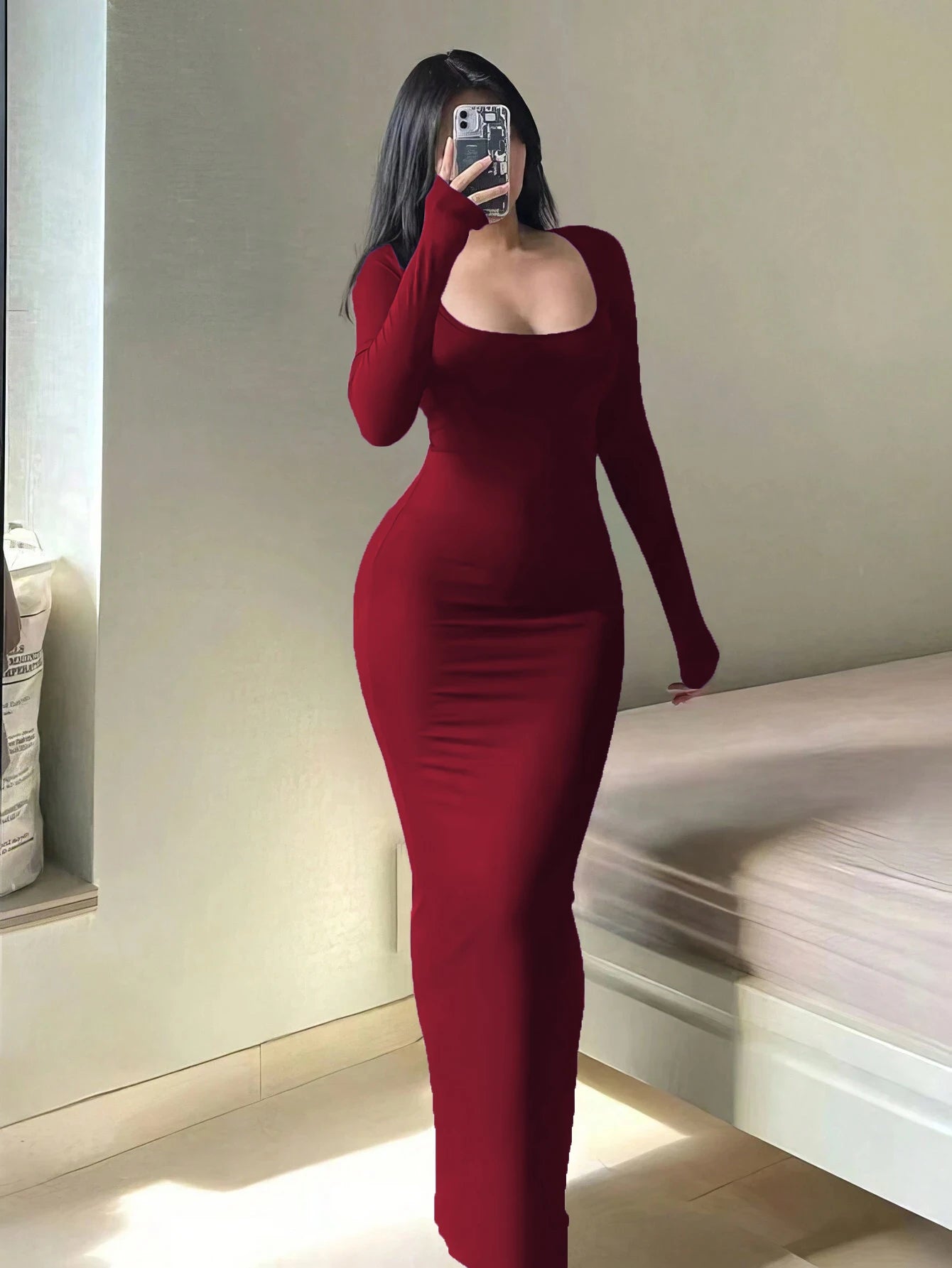 Long Sleeve Bodycon Midi Dress