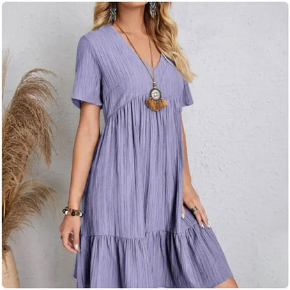 Women’s V-Neck Peplum Summer Dress