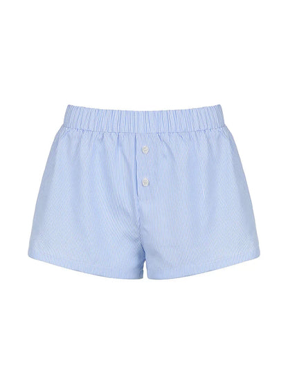 Striped Elastic Waist Casual Shorts
