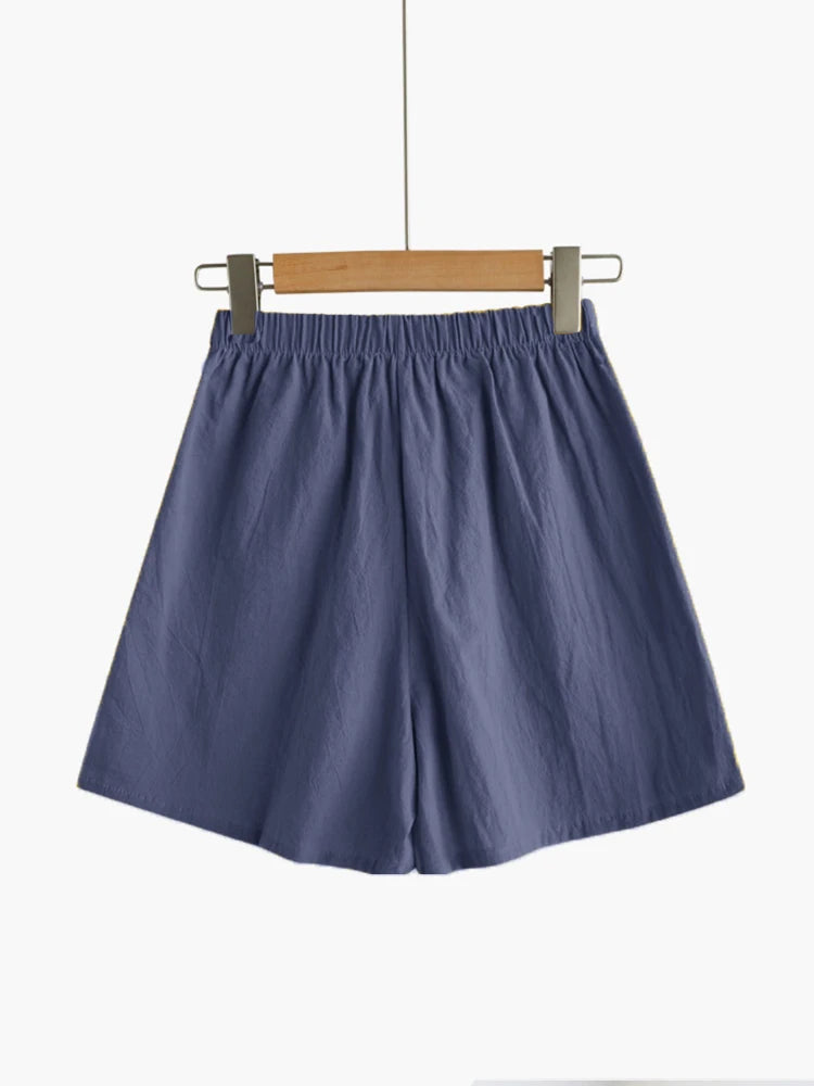 High Waist Casual Linen Shorts