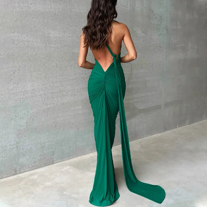 One Shoulder Backless Maxi Dress