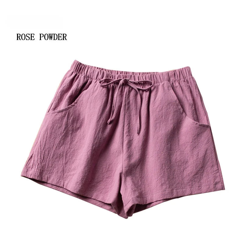 High Waist Casual Linen Shorts
