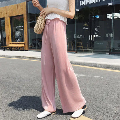 Wide Leg Ice Silk Casual Pants