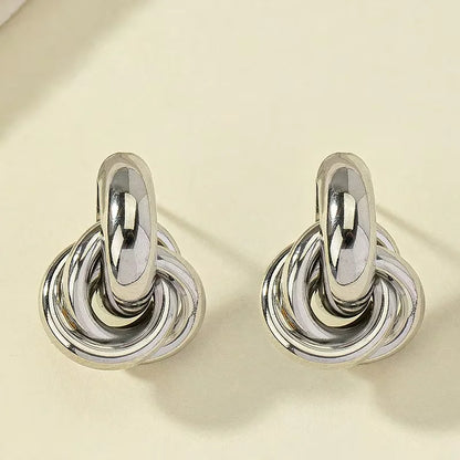 Gold SIlver Color Knot Stud Earring For Women Shiny Color Trendy Earring Stud Cute Daily Wear Jewelry