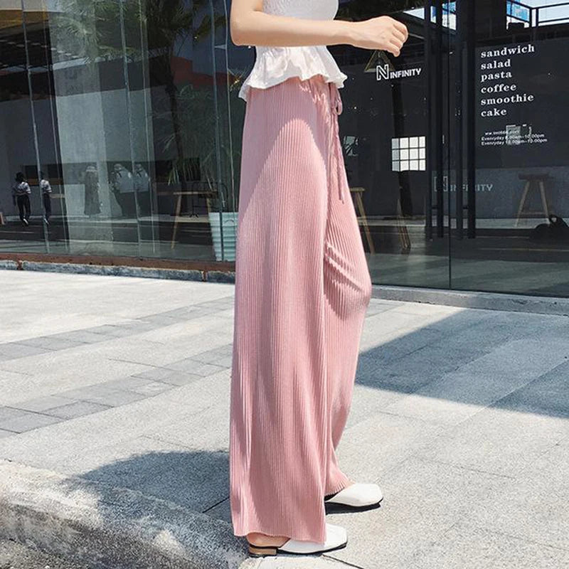 Wide Leg Ice Silk Casual Pants
