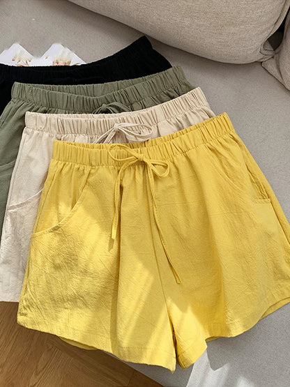 High Waist Casual Linen Shorts