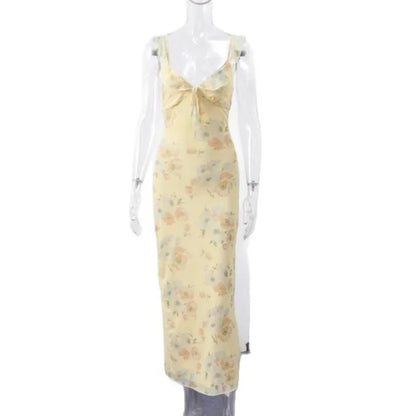 Floral Backless Sling Maxi Dress