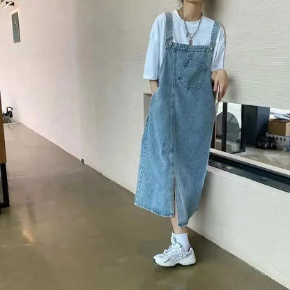 Sleeveless Denim Overall Dress