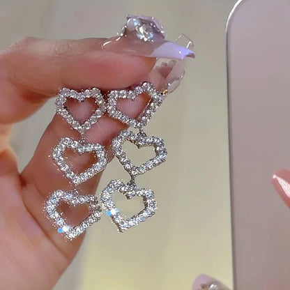 2024 New Simple Stars Tassel Earrings for Women Korean Charm Delicate Shiny Rhinestone Drop Earring Fashion Wedding Gift Jewelry